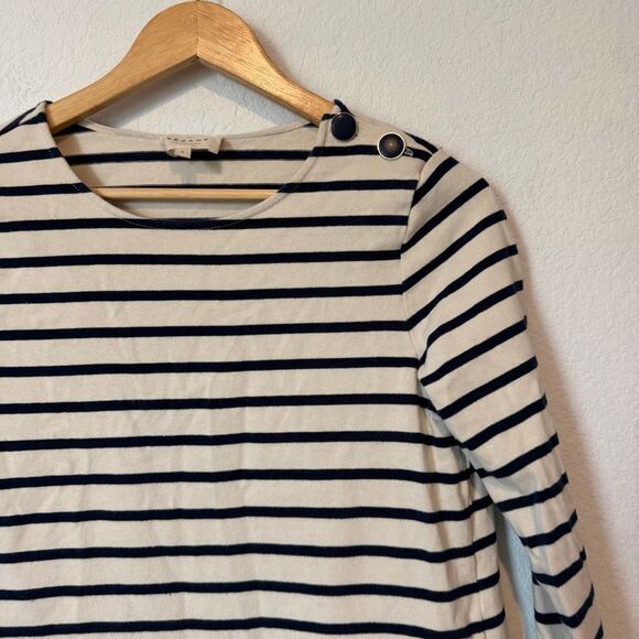 Sezane Ecru Navy Blue Striped Colette Mariniere Blouse Women's Size Small - Picture 3 of 6